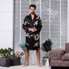 Men's Sleepwear Spring V-Neck Dragon Print Kimono Yukata Silk Rayon Robe Cardigan Casual Wedding Best Man Sleepwear Bathrobe Plus Size 5XL T221103