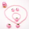 Collier boucles d'oreilles ensemble bonbons fruits fraise résine perle enfants bijoux pour enfants mignon pendentifs Bracelet anneau boucle d'oreille bébé