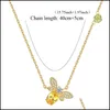 Orecchini Collana Nuovo cristallo giallo Collana con ciondolo ape miele Gioielli da donna Braccialetti con strass carini Anelli Orecchini Set oro Dr Dhmxv