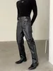 Pantalones para hombres Otoño Invierno Moda coreana Industria pesada Metal Cremallera Ajuste Pantalones de cuero para motocicleta 221119