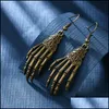 Bengelen kroonluchter vintage Halloween SKL hand oorbel voor vrouwen en kinderen botten bengelen oorbellen drop levering sieraden dh05z