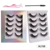 Faux cils en vison réutilisables faits à la main, allongeant l'extrémité des yeux, multicouches, épais, ailés, extensions de faux cils 3D, bande complète avec pince à cils et brosse DHL