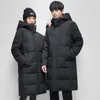 Piumino da uomo Parka 2023 Marca Inverno Lungo Uomo Donna Coppie Caldo con cappuccio Coreano Cotone imbottito Cappotti invernali Con cappuccio Uomo Parka Giacca a vento 221119