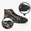 Men Stitch Shoes Custom Sneakers Canvas Women Fashion Black Orange Mid Cut Breathable Outdoor Walking Color46