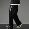 Calça masculina algodão de outono de algodão solto de punho de punho esportivo casual massinha de streetwear