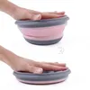 Set di scatole da pranzo in silicone da 3 pezzi per set da tavola da campeggio all'aperto da viaggio Set di insalatiere portatili con coperchio per forniture da cucina per escursioni 1223650