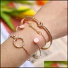 Charmarmband 4 st/ set klassiska pilknutarmband runda kristallpärl mtilayer justerbar öppen armband för kvinnor modeparty dhvno