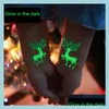 Andere feestelijke feestartikelen Glow in the Dark Christmas Tattoo Snowman Santa Rendier Snowflake Disposable Tattoos Party Decoratio DHWFU