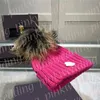 太いビーニー女性男性冬のウール帽子デザイナープリントニットキャップポンポムビーニースキーハット