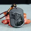 Pcs Natural Obsidian Carved Wolf Head Shape Charms Beaded Rope Pendant Necklace For Fashion MenWomen Jewelry1 Necklaces209T1278340