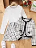 Mädchen Kleider Kinder Plaid Mantel Langarm für Mädchen Frühling Herbst Kind O hals Preppy Stil EINE linie Outwear Kleidung Sets 221118