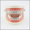 Grillz Dental Grills 18K Gold Plated Diamond Glaze Grillz Teeth Dental Grills Hip Hop Bling Body Jewelry for Men mode Sier Drop D Dhhzu