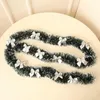 Juldekorationer 1 st trädhänge Garland Ornament Dark Green White Border 2M Mini Top Grass