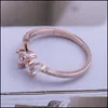 Bandringen Fashion Leaf Crystal Engagement Rings Dames Horse Oogvorm Wedding Zirkoon Band voor Women Sier Rose Gold Jewelry Gifts D DHEVG