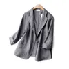 Abiti da donna Blazer Estate Arts Style Donna Manica a 3/4 Allentato Casual Bottone singolo Cotone Lino Solido Blezer Femme Cappotto S995 221119