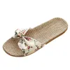 Flax Linen Fashion Women Sandals Slippers Summer Bohemia Bow Beach Shoes Female Sexy Floral Slippers Zapatillas Mujer J220716