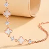 Charm s Wholale 925 Sterling Sier Shell 3 Flowers Diamond Zircon Women Gift Four Leaf Clover Bracelet