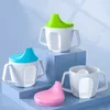 Tasses Vaisselle Ustensiles Bébé Biberon Enfants Tasse Silicone Sippy Enfants Étanche Tasses À Boire Dessin Animé Infantile Paille Poignée WheatStraw Drinkware 221119