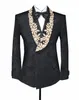 Abiti da uomo Blazer Luxury Black Jacquard Oro Applique in pizzo Abiti da uomo Scialle Risvolto Abiti da sposa per uomo Prom Smoking Blazer Ropa hombre 221119