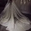 Luxury Sequined Glitter Ball Gown Wedding Dresses For Bride Sexy Off the Shoulder Dubai Arabic Princess Bridal Gowns Vintage Plus 255o