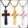 Collane con ciondolo Collana con croce da baseball in acciaio inossidabile per donne e uomini Versetto biblico Religione cristiana Gioielli Goccia regalo Consegna Dhgnm