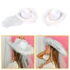 Berets Western Style Women Cowboy Hat Fedoras Caps White Wide Brim for Dress Up