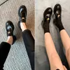 Nowe sukienki buty damskie Chunky Heels Marka moda retro do starego złotej monety Czarna ręcznie robiona okrągła koktajl koktajlowe buty skórzane rozmiar 35-40 z pudełkiem