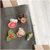 Pins Brooches Christmas Style Brooches Set 5Pcs Resin Pins Santa Claus Elk Socks Garland Red Fruit Cartoon Jewelry Xmas Gift For Bo Dhosj