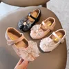 Flat Shoes Spring Autumn Girls Lace Bowtie Mary Janes String Bead Princess Barn Flats Baby Children Dance Party Toddlers