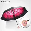 Niello gåva dubbellager litet svart paraply med tjocka vinylregn kvinnor utomhusdesigner j220722
