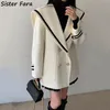 Costumes pour femmes Blazers Sister Fara Automne Col Marin Blazer À Manches Longues Veste Femmes Double Boutonnage Hiver Épaissir Manteau Chaud Lâche 221119