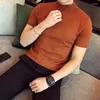 رجال القمصان 8 ألوان نصف طوق مرتفع الرجال Camiseta maschulina أسفل الرجل القميص Homme streetwear متوكى تي شيرت تي شيرت