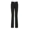 Spodnie damskie capris indie estetyka szczupłe spodnie o niskiej talii egirl vintage kieszenie solidne spodnie jesień 90. moda czarne spodnie 221119