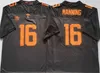 NCAA Football College Tennessee Volunteers Jerseys University 5 Hendon Hooker 16 Peyton Manning 11 Joshua Dobbs All Syched Grey Orange White Team Color Uniform