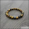 Beaded Natural Stone Magnetic Hematite Beaded Bracelet Strands Lava Tiger Eye Turquoise Bracelets Women Mens Fashion Jewelry Drop Del Dhwbg