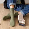 Men's Socks Men Pure Color Stripe Cotton Spring Autumn Male Casual Sport Fashion Bussiness Sox Breathable Ribbed Crew Sock