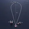 Orecchini collana set argento sterling 925 per donna anello pendente zirconi 3 pezzi gioielli 2023 accessori da sposa