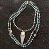 Choker Y.YING 3 Brins Mousse Naturelle Amazonite Multi Couleur Bleu Turquoise Collier Biwa Perle Agate Druzy Pendentif