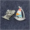 Pins Broschen Nette Cartoon Segelboot Ruder Tropische Fische Brosche Pins Lustige Zinklegierung Leuchtturm Broschen Für Mädchen Weihnachtsgeschenk Silber Dhjyu