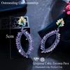 Baumelnde Ohrringe CWWZircons Shiny Purple Cubic Zirconia Crystal Long Engagement For Women Summer Fashion Party Jewelry Gift CZ950