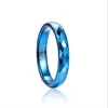 BONLAVIE Bague en carbure de tungstène 4 mm finition martelée couleur or rose mariage bleu et noir pour femme Comfort Fit 221119