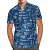 القمصان غير الرسمية للرجال الأزرق د طباعة قميص أنيمي شاطئ هاواي الصيف القصيرة الأكمام الشارع القميص كبير الحجم homme