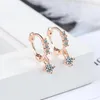 Hoop Earrings Girls' Minimal Simple Dazzling Crystal Zircon Small Huggies With Tiny Pendants Cute Hoops Charming Earring Gifts