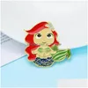 Broches Broches Style Européen Bande Dessinée Sirène Broche Pour Femmes Eco Plaqué Or Émail Pins Drôle Broches Filles Cadeau Bijoux Badges Dhlvx