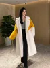 Cappotto caldo da donna con colletto patchwork imitazione pelliccia da donna Cappotto lungo ispessito femminile per capispalla invernali finti da donna