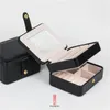 Jewelry Pouches Mini Box With Mirror Zipper PU Leather Travel Earrings Ring Storage Case Necklace Chain Bracelet Earring Pendant