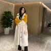 Cappotto caldo da donna con colletto patchwork imitazione pelliccia da donna Cappotto lungo ispessito femminile per capispalla invernali finti da donna