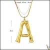 Colares pendentes personalizados 26 letra colar inicial de bambu para mulheres Nome do pendente de alfabeto Girl Gold Color Snake Chain Diy Jew Dhfyl