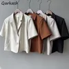 Damskie garnitury Blazers Women S-4xl Solid Office Lady Chic Summer Fashion Single Breasteed Casual Crops Podstawowy Ulzzang Notoched Owewear 221119