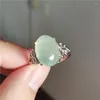 Pierścienie klastra oryginalne naturalne zielone prehnite Crystal Crystal Fashion 925 Srebrny Pierścień Weddra